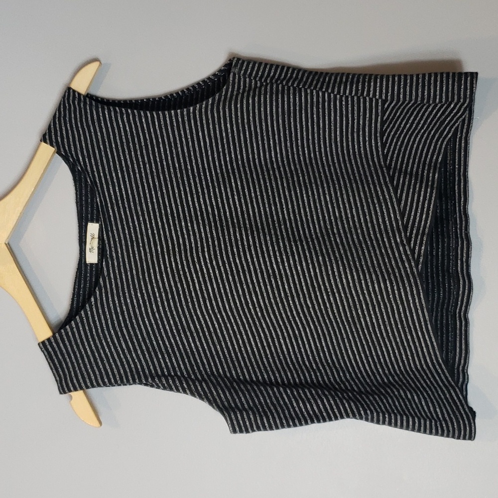 Madewell Striped Crossover Cropped Tank Top Size L